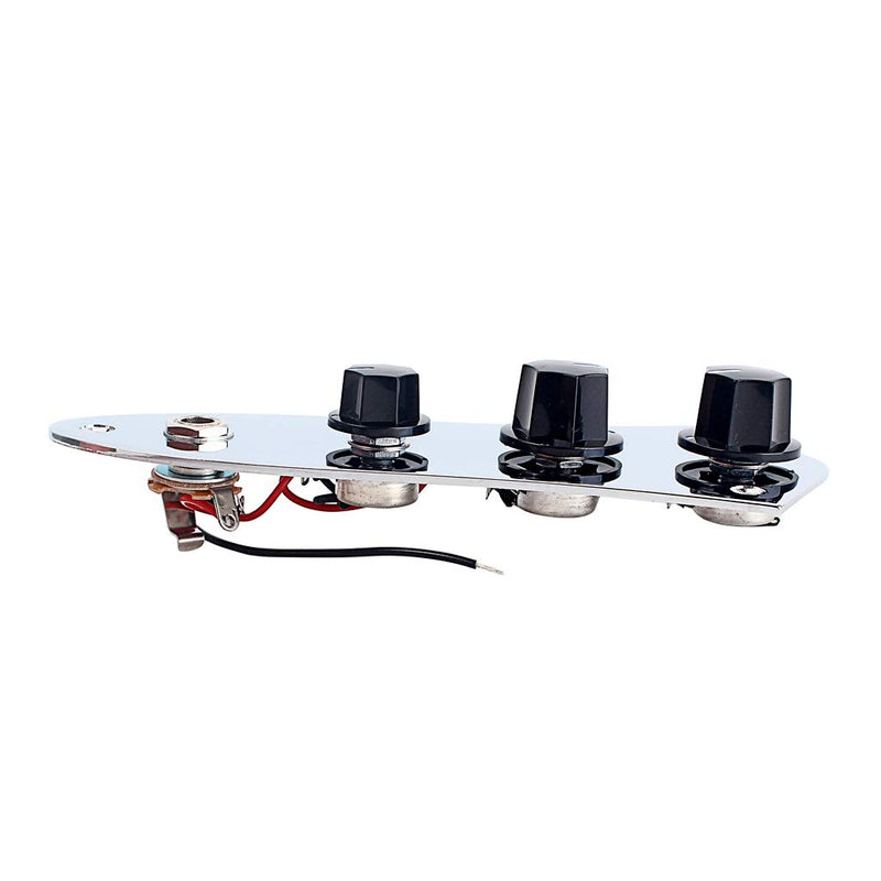 Alnicov Prewired Bass Guitar Pickup Set Plus Control Plate System With Black Cap For Fd Jazz Bass J Style Bass Guitar