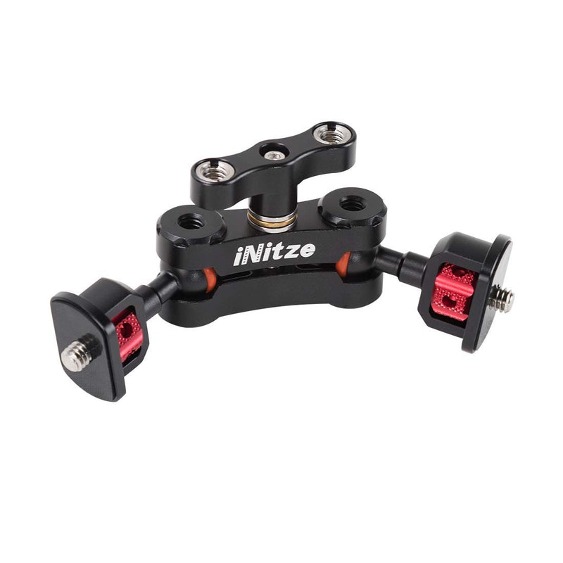 NITZE Adjustable Articulating Magic Arm with Double Ballheads and 1/4” Screws Monitor Mount for Field Monitor, LED Lights, Audio Recorders, Camera Cage - N50B