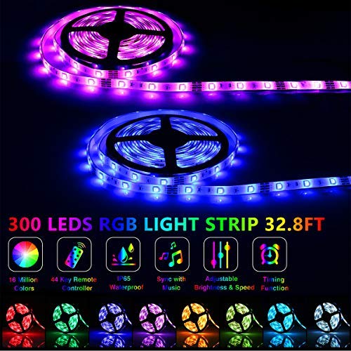 [AUSTRALIA] - RGB Led Strip Lights, LaluceNatz 32.8ft IP 65 Waterproof Color Changing Lights Music Sync SMD 5050 LED Tape Light with 12V Power Supply, 44 Keys Remote for Home, Bedroom, Festivals, Party Lighting 