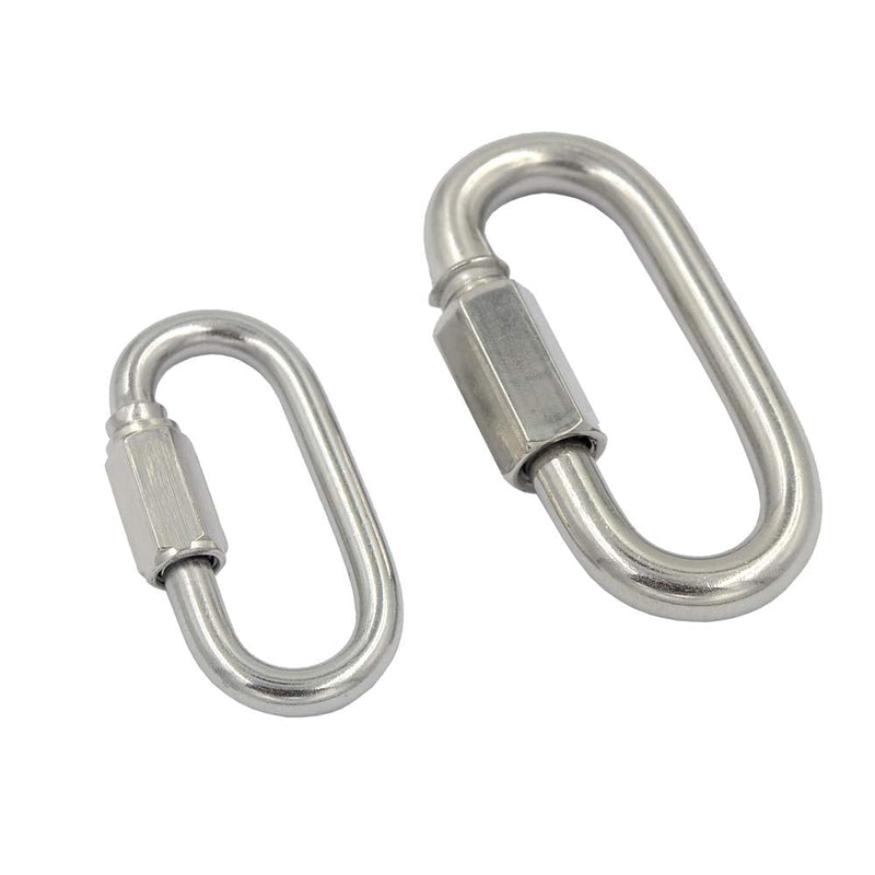DGOL 304 Stainless Steel Load Limit up to 1000lbs Outdoor Quick Link Lock Screw Hook Ring Snap Carabiner M6 and M8 total 4 pcs