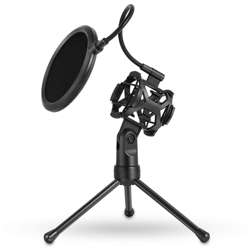 [AUSTRALIA] - Foldable Microphone Tripod Stand Desktop Mic Holder Shock Mount Pop Filter for Online Broadcasting Chatting Singing 