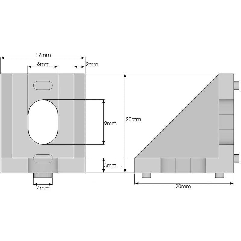 KOOTANS 20pcs 2020 Series Corner Bracket Right Angle 2 Hole Aluminum Brackets Connector for 20x20mm Aluminum Extrusion Profile with Slot 6mm