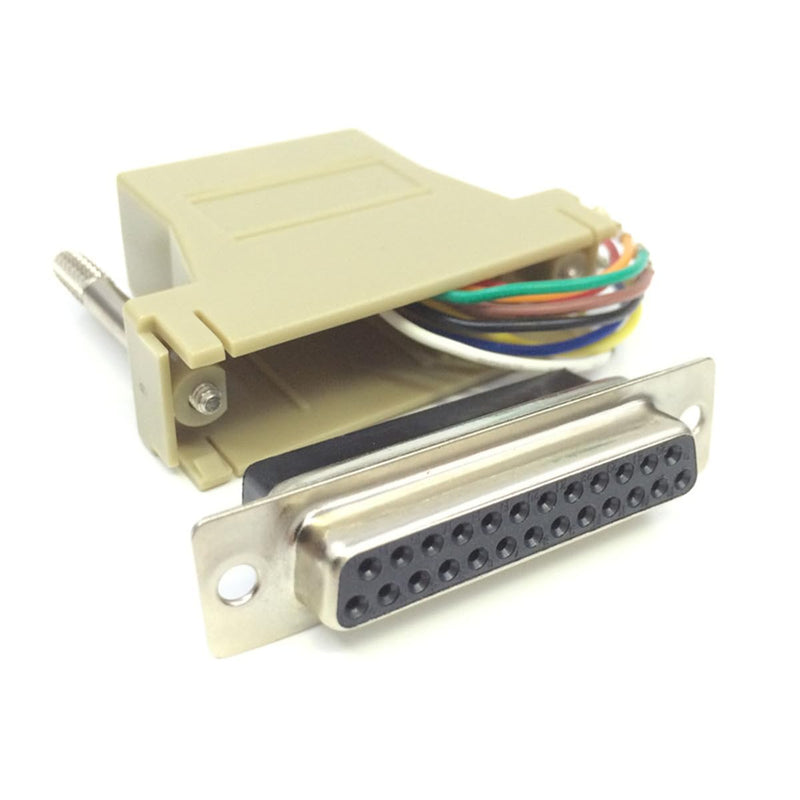 Jienk DB25 to RJ45 Modular Adapter, RS232 DB25 to RJ45 Female Jack Ethernet Adapter (DB25 Female to RJ45) DB25 Female to RJ45