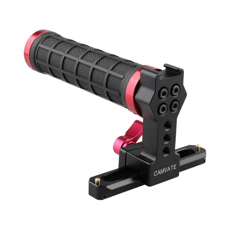 CAMVATE Quick Release Rubber Grip Top Handle with NATO Rail for Blackmagic Pocket Cinema Camera (Red) Red