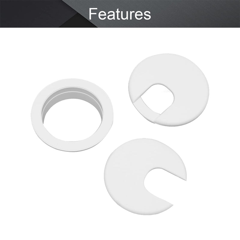 MroMax 1.38" Desk Grommet Plastic 35mm Cable Hole Cover Cord Desk Grommets Arrange Wires Organizer for Home Office Desk Cable Cord White 10Pcs 35 mm Mounting Hole Diameter