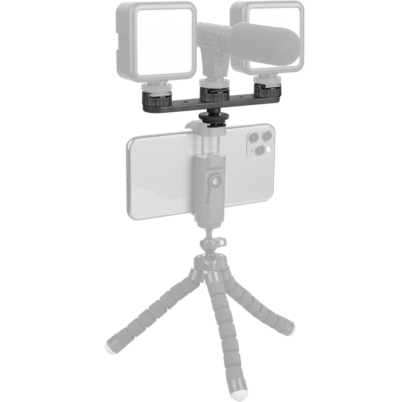 [AUSTRALIA] - ChromLives Cold Shoe Mount Triple Shoe Mount Extension Bar Hot Shoe Adapter Camera Bracket with 1/4 Screw for Tripod/Microphone/LED Light Compatible with Canon Sony Camera Triple Cold Shoe 