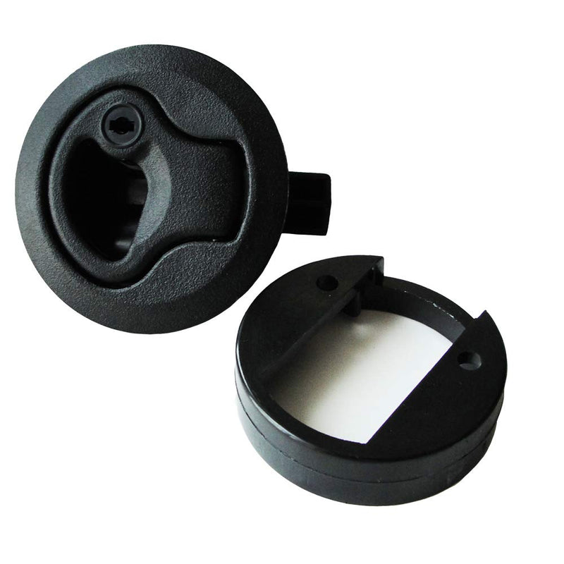2PCS Marine Hatch Latch Lock Flush Pull Hatch Round Slam Latch for RV Boat Deck Hatch 1/4" Door Cabinet Door Locking Style Black