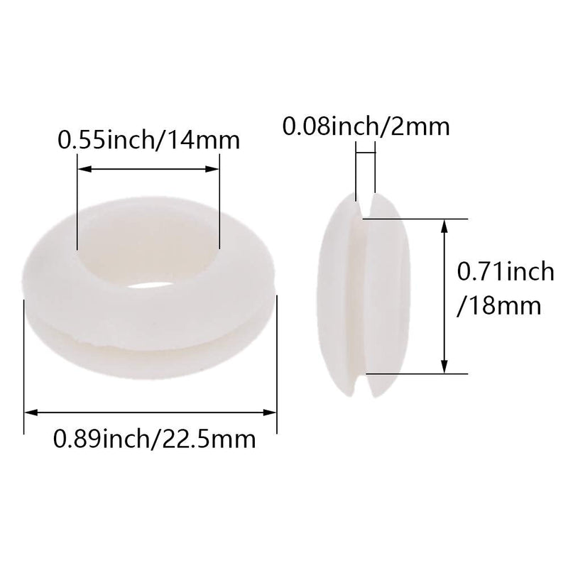 [AUSTRALIA] - Aicosineg 50Pcs Rubber Grommets Wire Protector Oil Resistant Armature Rubber Grommet 14mm Inner Dia Oil Resistant Armature Rubber Grommets for Wiring Cable White 
