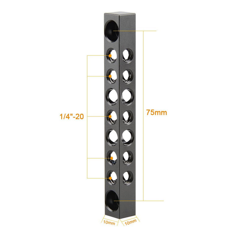 CAMVATE Cheese Bar with 1/4" Screw Holes for Monitor Mount Extend DIY Accessories (M4 Screw Hole,75mm Center Distance) - 1421 Black