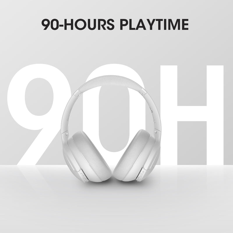DOQAUS Upgraded Wireless Headphones Over Ear, 90H Playtime Bluetooth 5.3 Wireless Headphones with 3EQ Modes, Built-in HD Mic, HiFi Stereo Sound, Deep Bass, Memory Foam Ear Cups (White) White