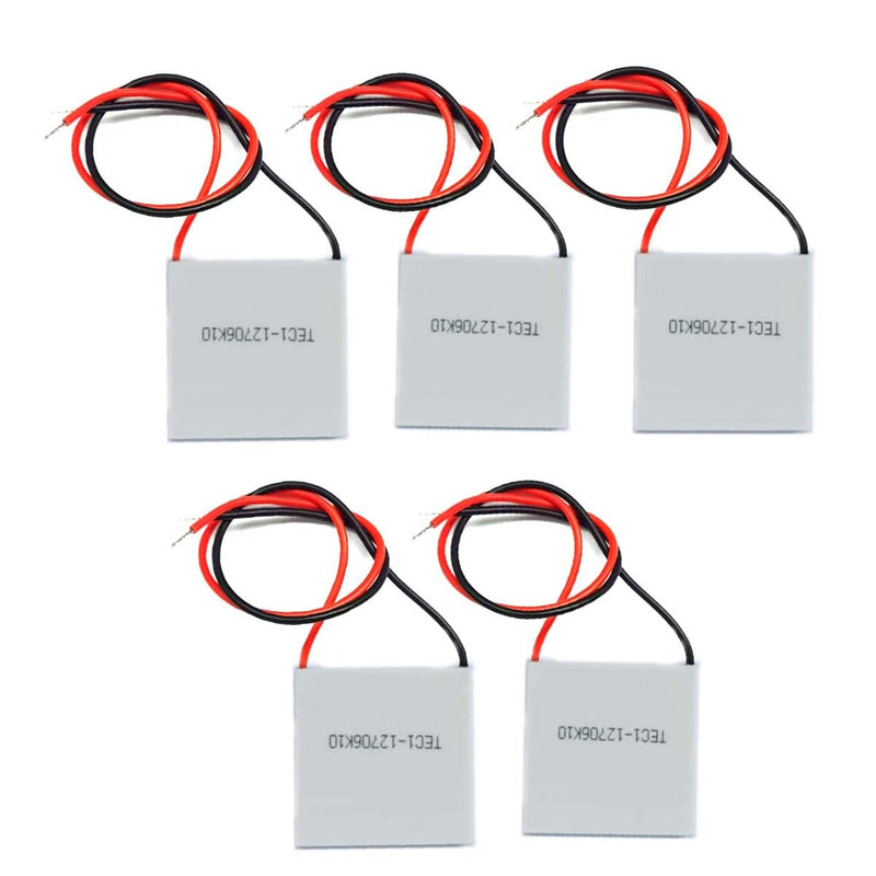 Kiro&Seeu 5pcs TEC1-12706 Heatsink Semiconductor Refrigeration Tablets 5.8A 12 Volt 60W Watt Thermoelectric Cooler Cooling Peltier Plate Module 40x40MM, (EC112706-MD-5pcs)