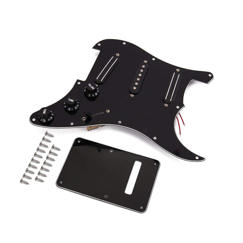 Alnicov Black 3-ply SSS Dual Rail Pickups Loaded Prewired Pickguards for 11 Hole Electric Guitar,black