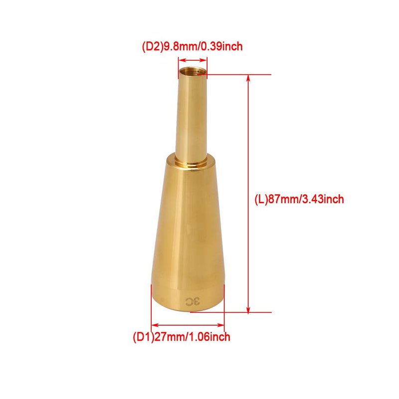 Mxfans 9.8mm Outer Diameter 3C Trumpet Mouthpiece Replacement Golden-Plated