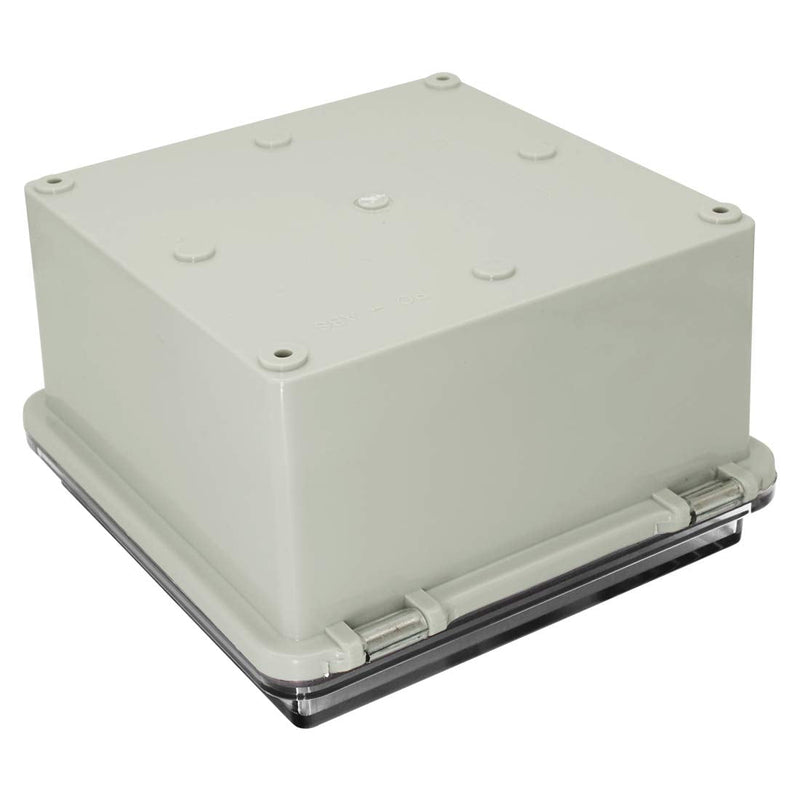 LMioEtool ABS Plastic Dustproof Waterproof IP65 Junction Box Hinged Shell Universal Electrical Project Enclosure Gray, with PC Transparent Clear Cover 5.9 x 5.9 x 3.5inch(150 x150 x90mm) 5.9"x5.9"x3.5" CC