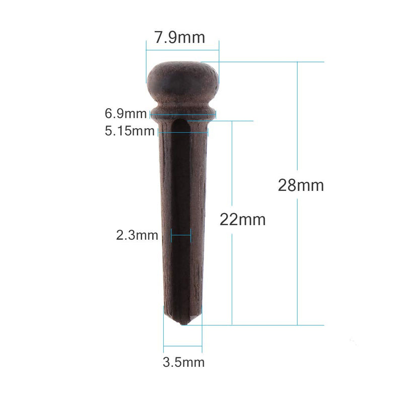 [AUSTRALIA] - Alnicov Guitar Bridge Pins 6pcs Rosewood Pins with 2.0mm Pearl Shell Dot Guitar Pressure String Nails Pin Replacement and Accessories Guitar Parts Pack of 6 Pieces 