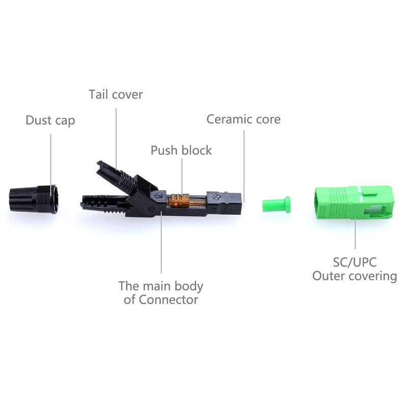 100pcs Ftth Embedded Quick Assembly Connector SC-APC Covered Wire Fiber Optic Connector,APC Special Broadcasting CATV
