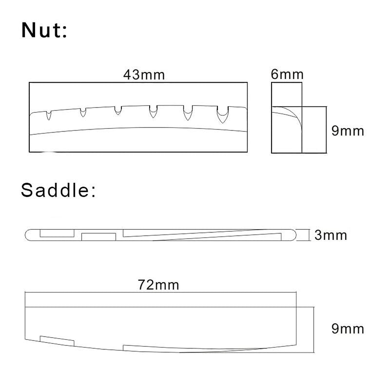 MAXCHEER 6 String Acoustic Guitar Bone Bridge Saddle and Nut Made of Real Bone (2 set Acousitc Bone Saddle and Nut) 2 set Acousitc Bone Saddle and Nut