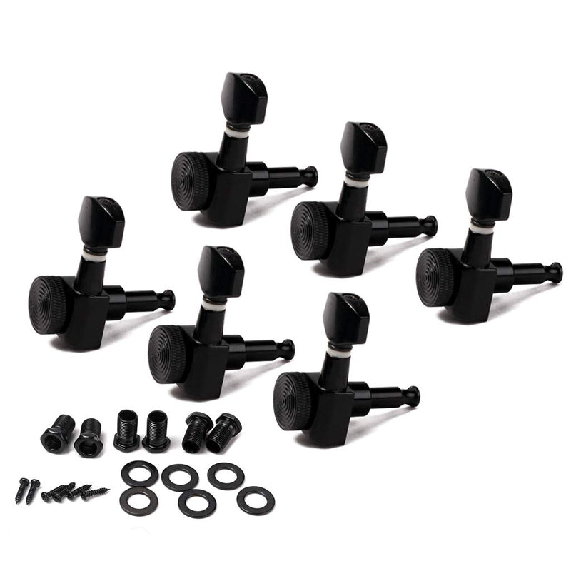 Alnicov 6L Inline Locked String Guitar Tuning Pegs keys Tuners Machine Heads Tuners Keys,Black