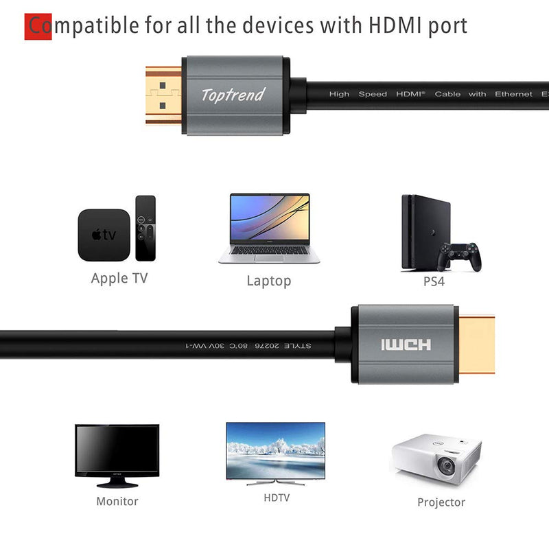 [AUSTRALIA] - Toptrend 4K HDMI Cable 6ft-HDMI 2.0 Cable 1080p,3D,2160p,4K UHD,HDR,ARC,CL3 for in-Wall Installation,30AWG HDMI Cord for Most of HDMI Devices… 6 FT 18 Gbps 