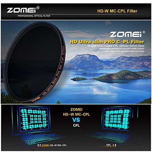 ZOMEI 58mm 18 Layer Multi-Coated HD Ultra Slim Waterproof SHOTT Schott Camera Lens Polarizing Polarizer Circular CIR-PL CPL Filter with Rotating Ring