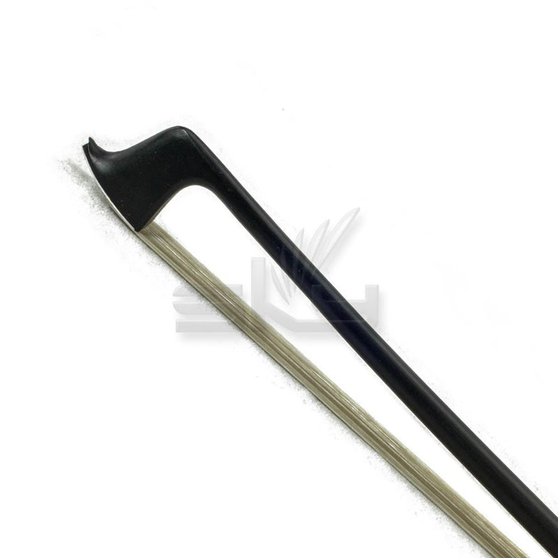 PAITITI 1/4 Violin Bow Satin Carbon Fiber Round Stick Mongolian Horsehair Silver Wrap with Double Eye Fully-Line Abalone Inlay Black-Carbon Fiber