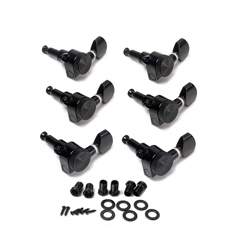 Alnicov 6L Inline Locked String Guitar Tuning Pegs keys Tuners Machine Heads Tuners Keys,Black