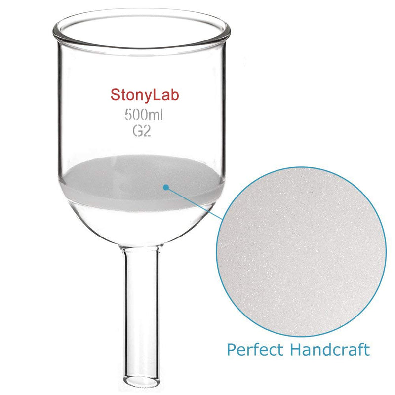 StonyLab Borosilicate Glass Buchner Filtering Funnel with Medium Frit(G2), 94mm Inner-Diameter, 100mm Depth (500ml) 500 mL