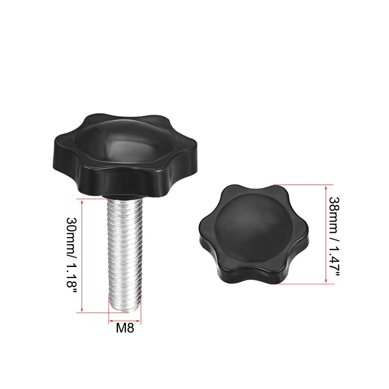 uxcell Clamping Screw Knob, 38mm Dia Plum Hex Shaped Grips Star Knob M8 x 30mm Male Thread, 6pcs M8*30