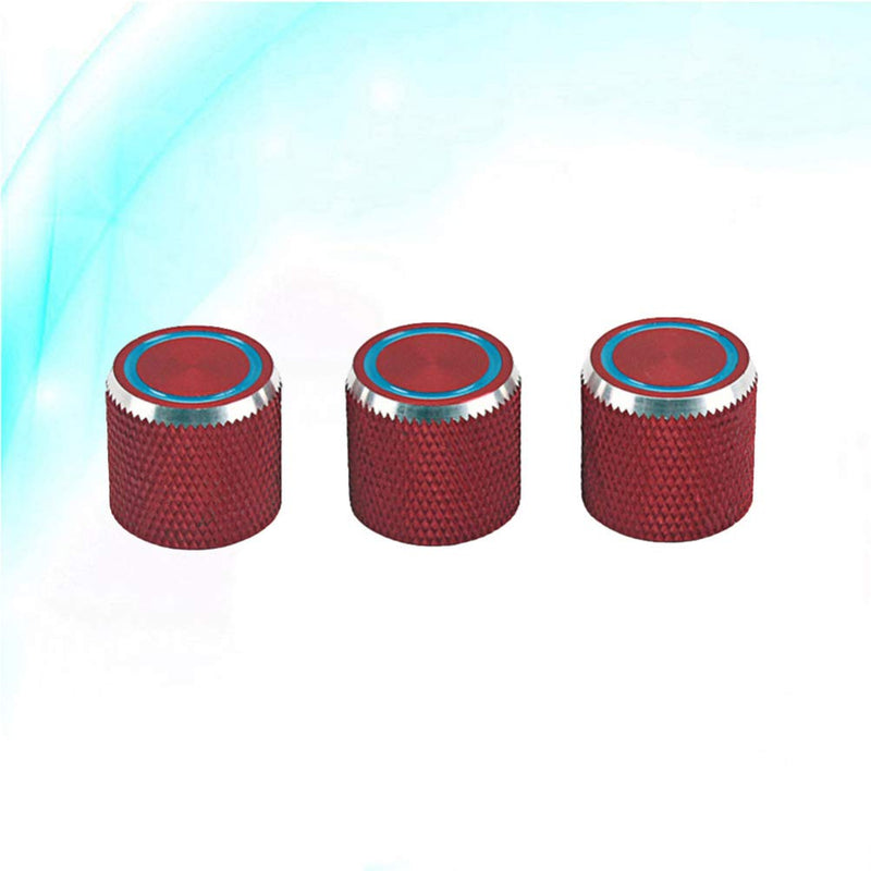 SUPVOX 3pcs Metal Guitar Knobs with Red Top and Blue Ring Guitar Volume Tone Control Knobs for Electric Bass Guitar Replacement Parts