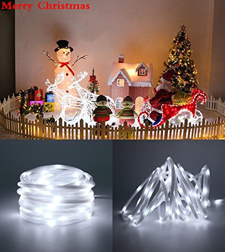 [AUSTRALIA] - Christmas Rope Light String Lights 100 LED Dimmable Rope Light With Remote Control 8 Modes/Timer Indoor Outdoor Waterproof Light Decor for Garden Wedding Xmas Party Battery Powered (white) White 