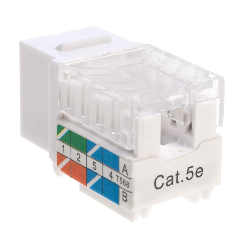 SATMAXIMUM RJ45 Cat5e CAT6 Keystone Ethernet Wall Jack Punch Down UTP 45-Degree (Easy Termination Than 90-Degree), Slim Profile White - Choose a Pack of 5/10/20/30/50 (30) 30