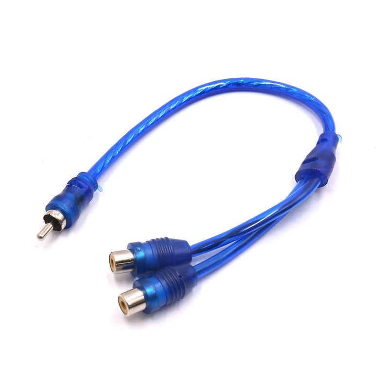 uxcell a17070300ux0615 2Pcs Blue Female to Male RCA Splitter Adapter Car Audio Stereo Y Cable Wire Kit 2 Pack