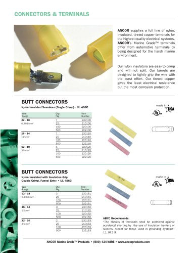 Ancor Heat Shrink and Nylon Butt Connectors 7 Pack Nylon, Single Crimp 22-18 AWG