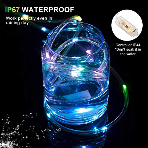 ANJAYLIA 66ft 200 LED Rope Lights Outdoor, Waterproof 16 Colors Changing String Lights Plug in with Remote Control Twinkle Fairy Lights for Bedroom Garden Party Christmas Decoration