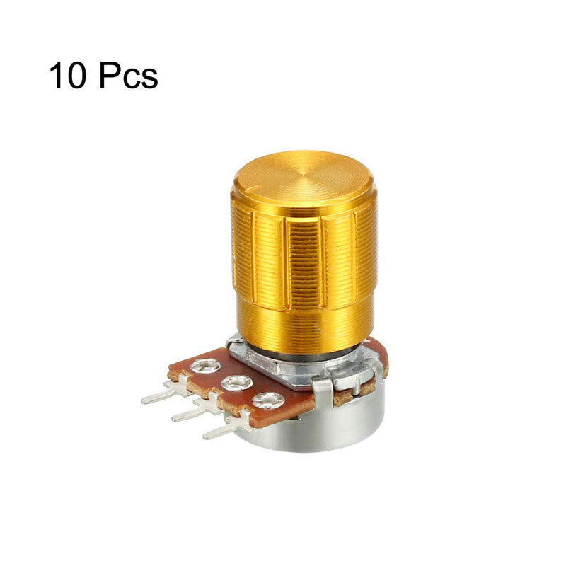 uxcell WH148 50K Ohm Variable Resistors Single Turn Rotary Carbon Film Taper Potentiometer W Knobs 10pcs