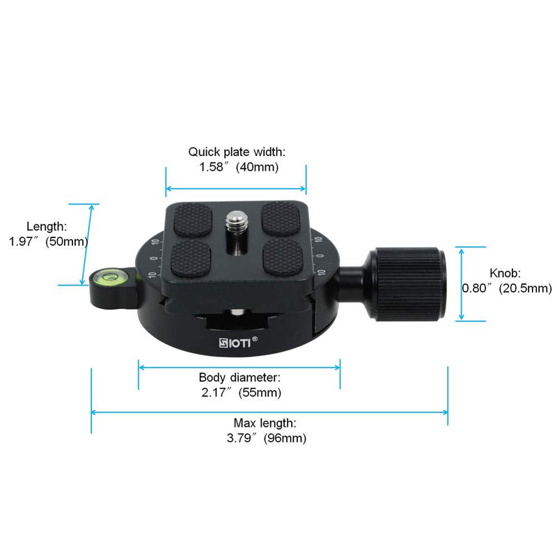 SIOTI Quick Plate Adapter with PU50 Quick Release Plate Compatible with RRS/ARCA Ball Head or Any Tripod Head/Tripod with 1/4" or 3/8" Mount QR Adapter