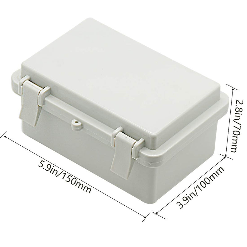 Zulkit Junction Box ABS Plastic Dustproof Waterproof IP65 Electrical Boxes Hinged Shell Outdoor Universal Project Enclosure 5.9 x 3.9 x 2.8 inch (150x100x70mm) 5.9" x 3.9" x 2.8"