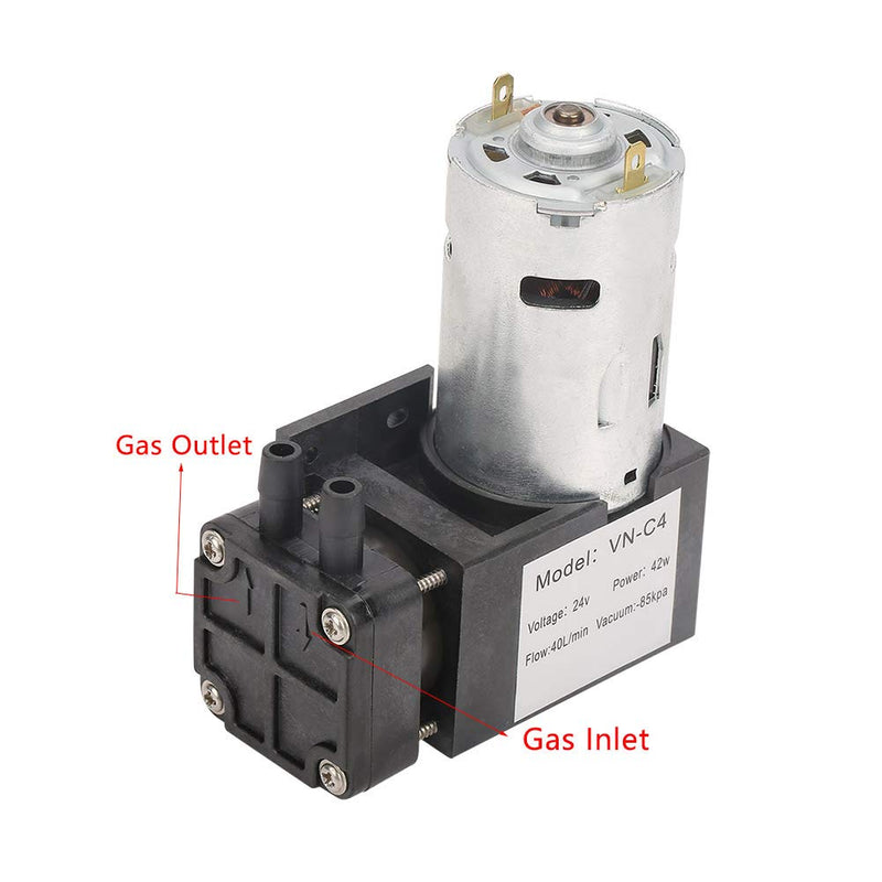 DC 24V Vacuum Pump Mini Vacuum Pump Water Air Gas Vacuum Pump -85KPa Flow 40L/min Oil-Less Vacuum Pump, Mini Air Pump Motor