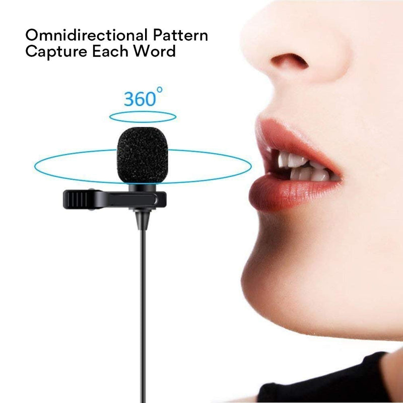 [AUSTRALIA] - Lavalier Microphone, MAONO AU-100 Hands Free Clip-on Lapel Mic with Omnidirectional Condenser for Podcast, Recording, DSLR,Camera, Smartphone, PC,Laptop (236 in) 