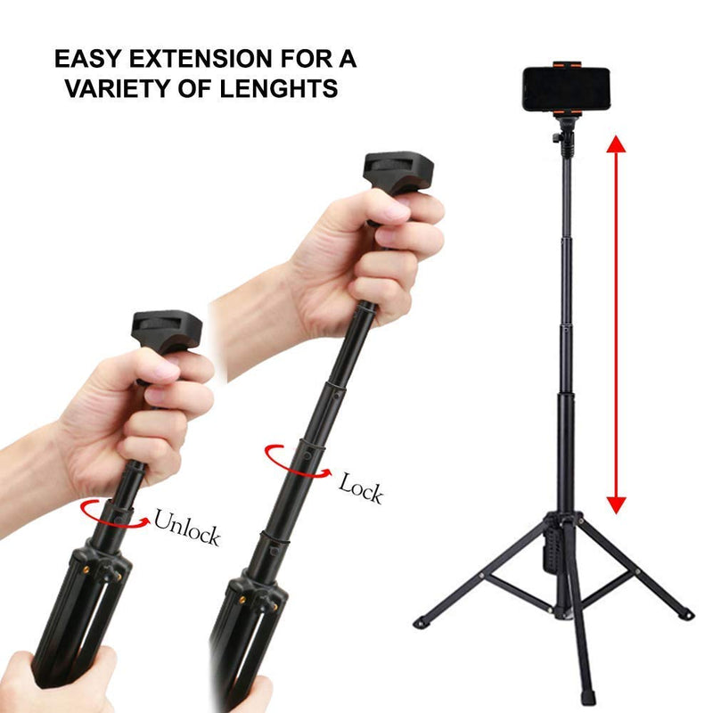 Acuvar 54" Inch Aluminum Extendable Monopod Tripod/Selfie Stick with Universal Smartphone Mount + Wireless Remote Control Camera Shutter for All Smartphones iPhones & Android 54" Tripod