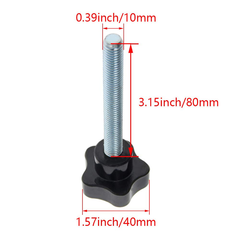Aicosineg M10 x 80mm Male Thread 40mm Dia Star Knobs Grips Handle Hardware Zinc Stud Replacement for Industry Mechanical Equipment Furniture Black Tone 2pcs M10 40*80mm 2pcs