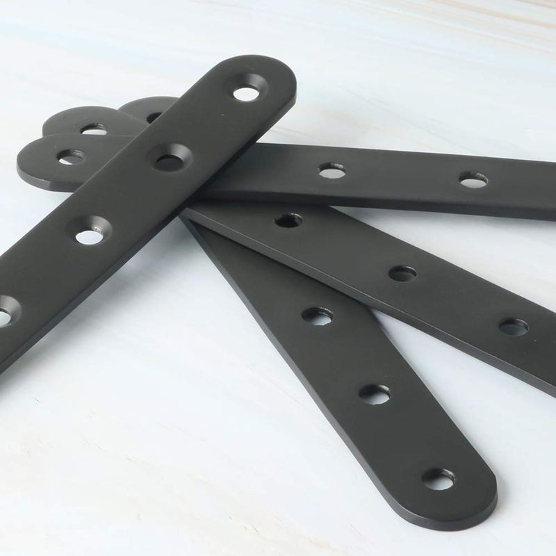 Alise 6-1/5-Inch Length Stainless Steel Flat Straight Brace Brackets Mending Plates Repair Fixing Bracket,J7350B-4P 4 Pcs Matte Black Finish 6-1/5 Inch(4 Pcs)