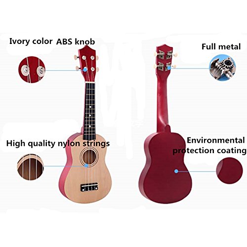 YiPaiSi 21 Inch Soprano Ukulele Beginner Pack, Ukulele Soprano Starter Kit, Hawaii Basswood Kids Guitar With String & Pick for Kids Students and Beginners (Coffee)