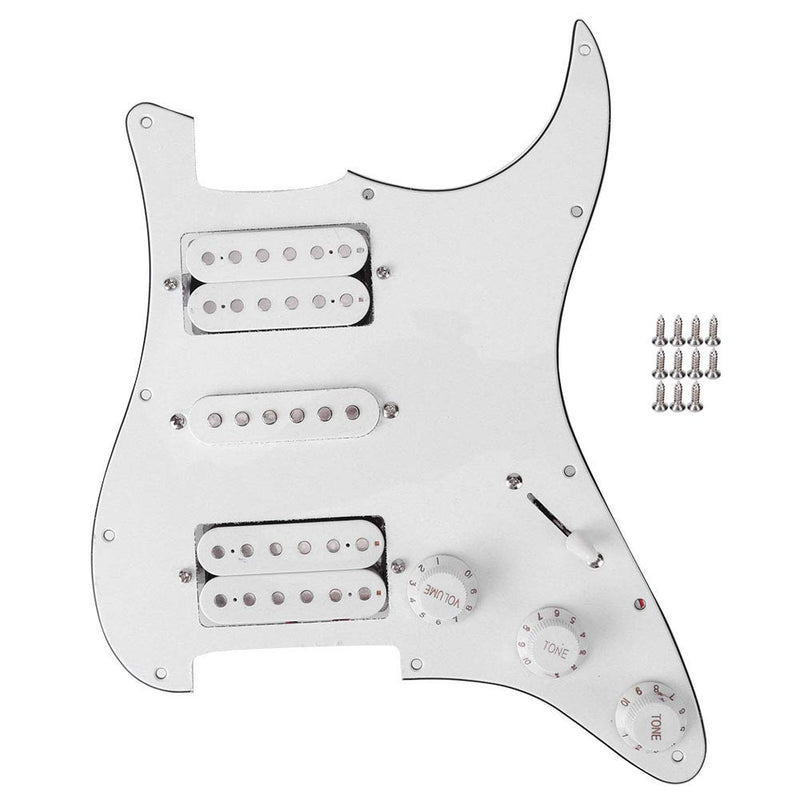 Electric Guitar Board, Metal PVC Guitar Pickguard Humbucker with HSH Pickup Loaded Prewired for Fender Strat(White) White