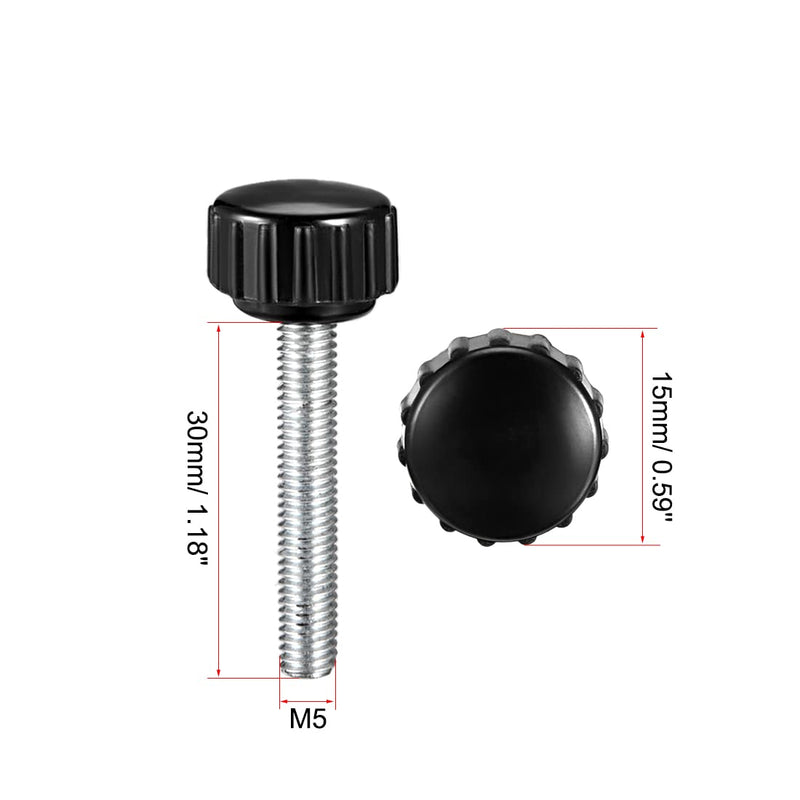 uxcell M5 x 30mm Male Thread Knurled Clamping Knobs Grip Thumb Screw on Type Round Head 8 Pcs M5x16x30