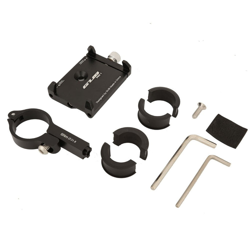 Bike Phone Mount, Aluminum Alloy Adjustable Bicycle Phone Holder Clip Handlebar Phone Support Bracket Black