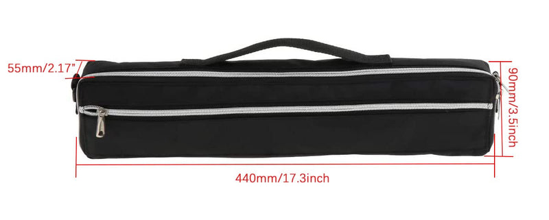 Jiayouy Lightweight 17 Hole Flute Case Cover Bag Carry Bag with Adjustable Shoulder Strap & Plush Lining Black 17.3"x 3.5"x 2.17"