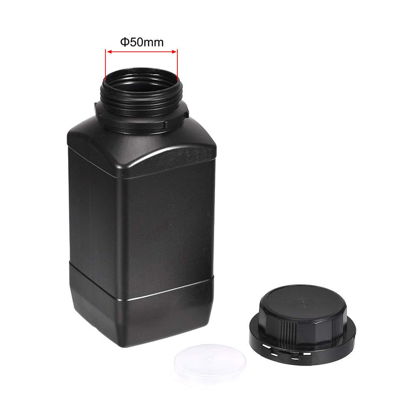 uxcell Plastic Lab Chemical Reagent Bottle, 1000ml/ 34oz Wide Mouth Sample Sealing Liquid/Solid Storage Bottles, Black 5pcs