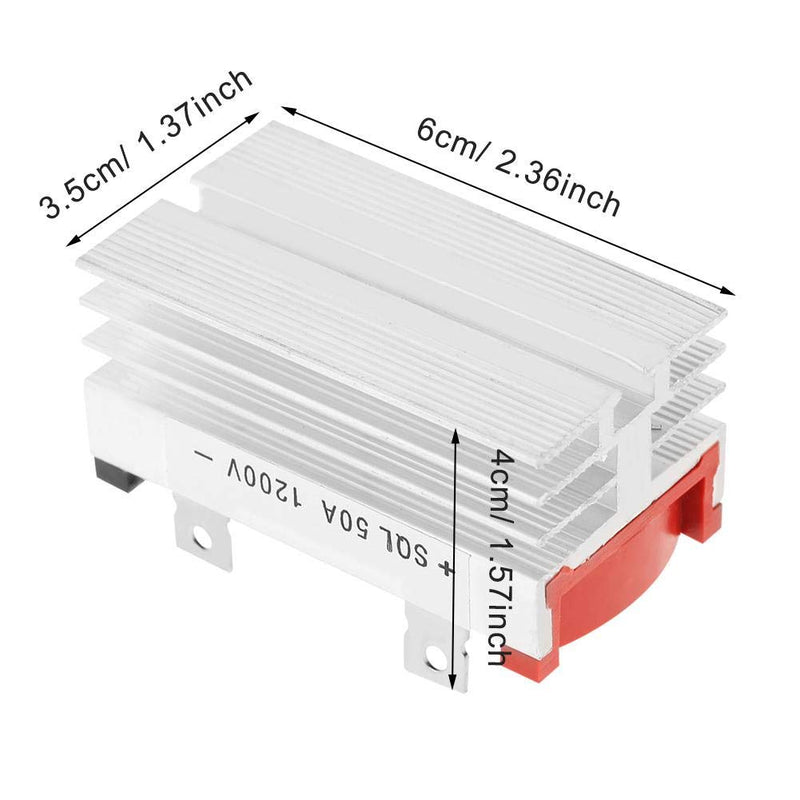 Bridge Rectifier, Pack of 2 3 Phase Bridge Rectifier 50A 1200V High Power Bridge Rectifier Diode Module with Aluminum Heatsink