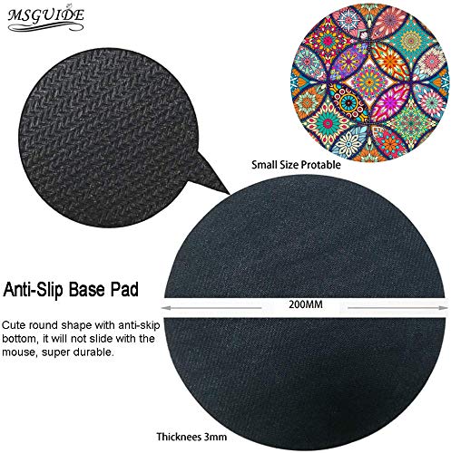 MSGUIDE Colorful Butterfly and Flower Round Mouse Pad, Waterproof Non-Slip Rubber Base Mousepad with Stitched Edge Mouse Mat for Laptop Computer Pc Office, 7.9 x 7.9 x 0.1 Inch